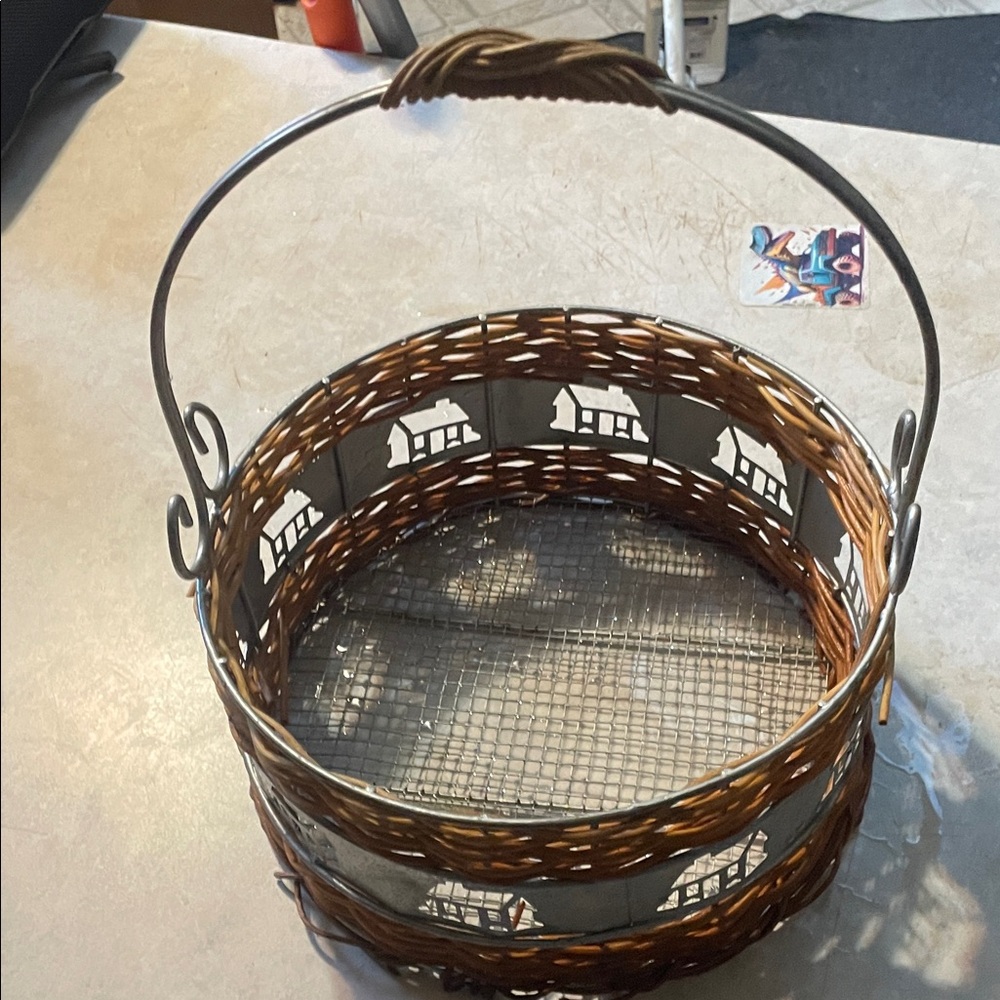 Woven Metal Basket with Handle